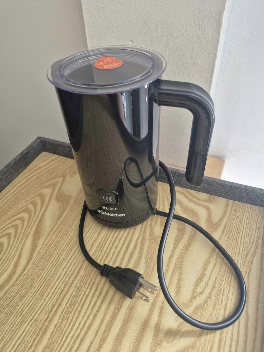 Black Electric Milk Frother with One-Touch Operation